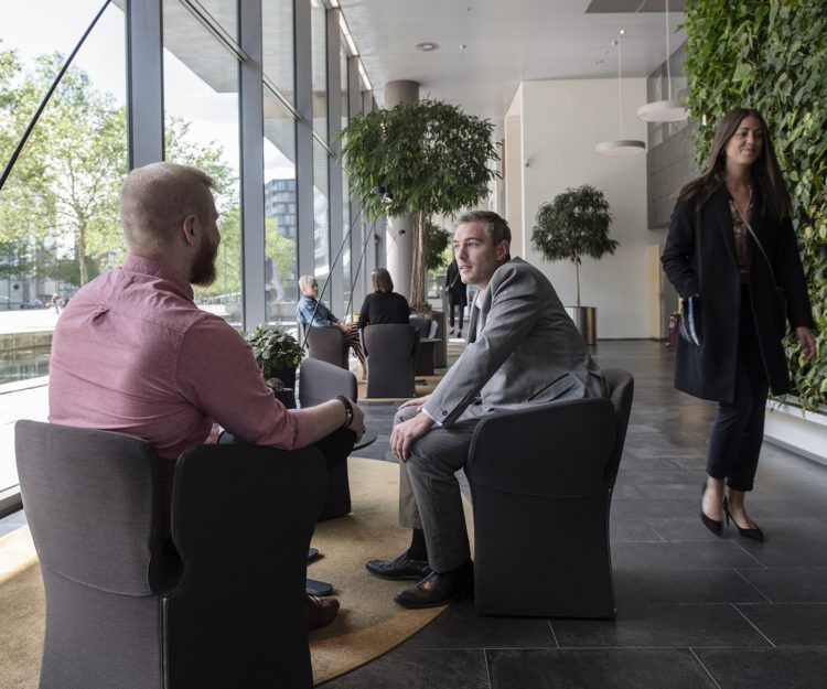 Lounge i stuen hos Arne Jacobsens allé 13